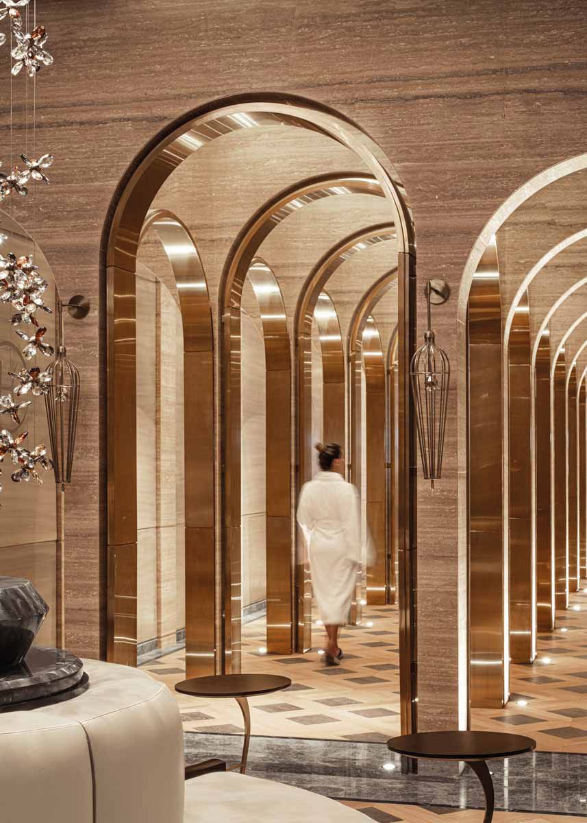 Arched, mirror-finished corridor creates a magnificent spatial journey at One&Only Portonovi Resort