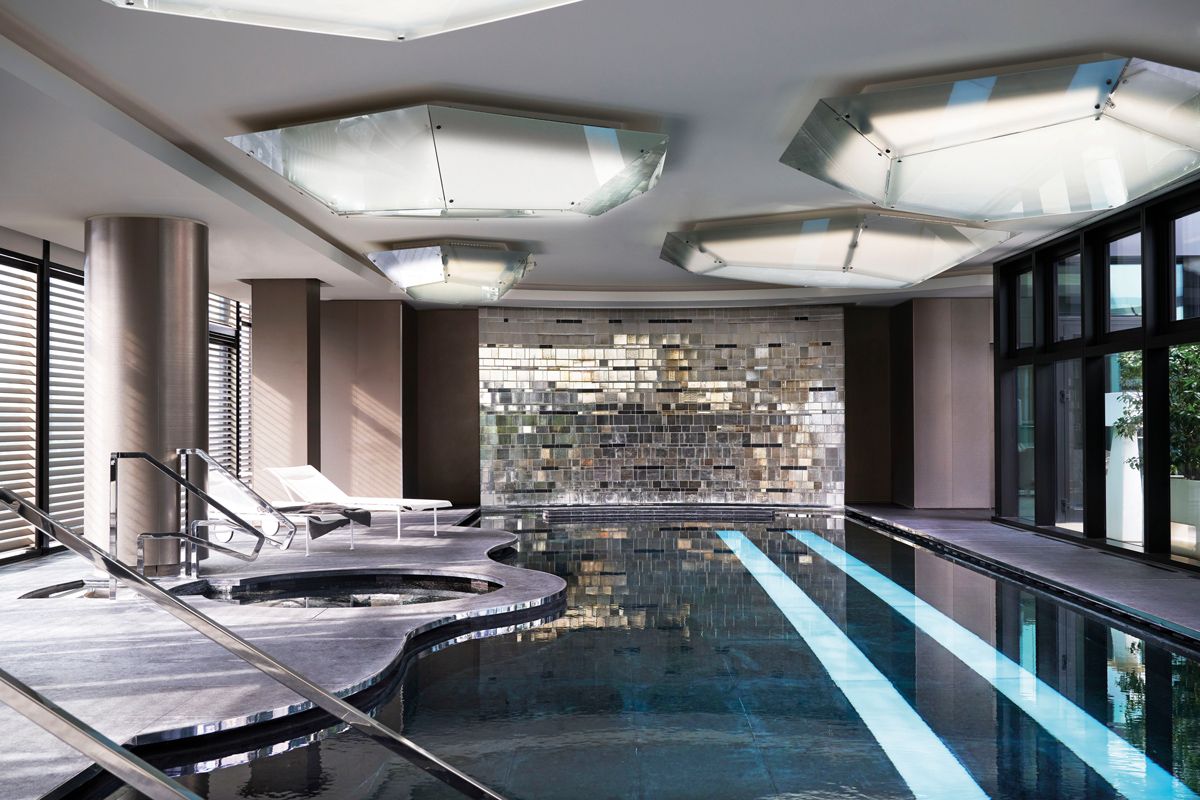 The well-appointed pool area at Shiseido Spa Hotel Gallia in Milan