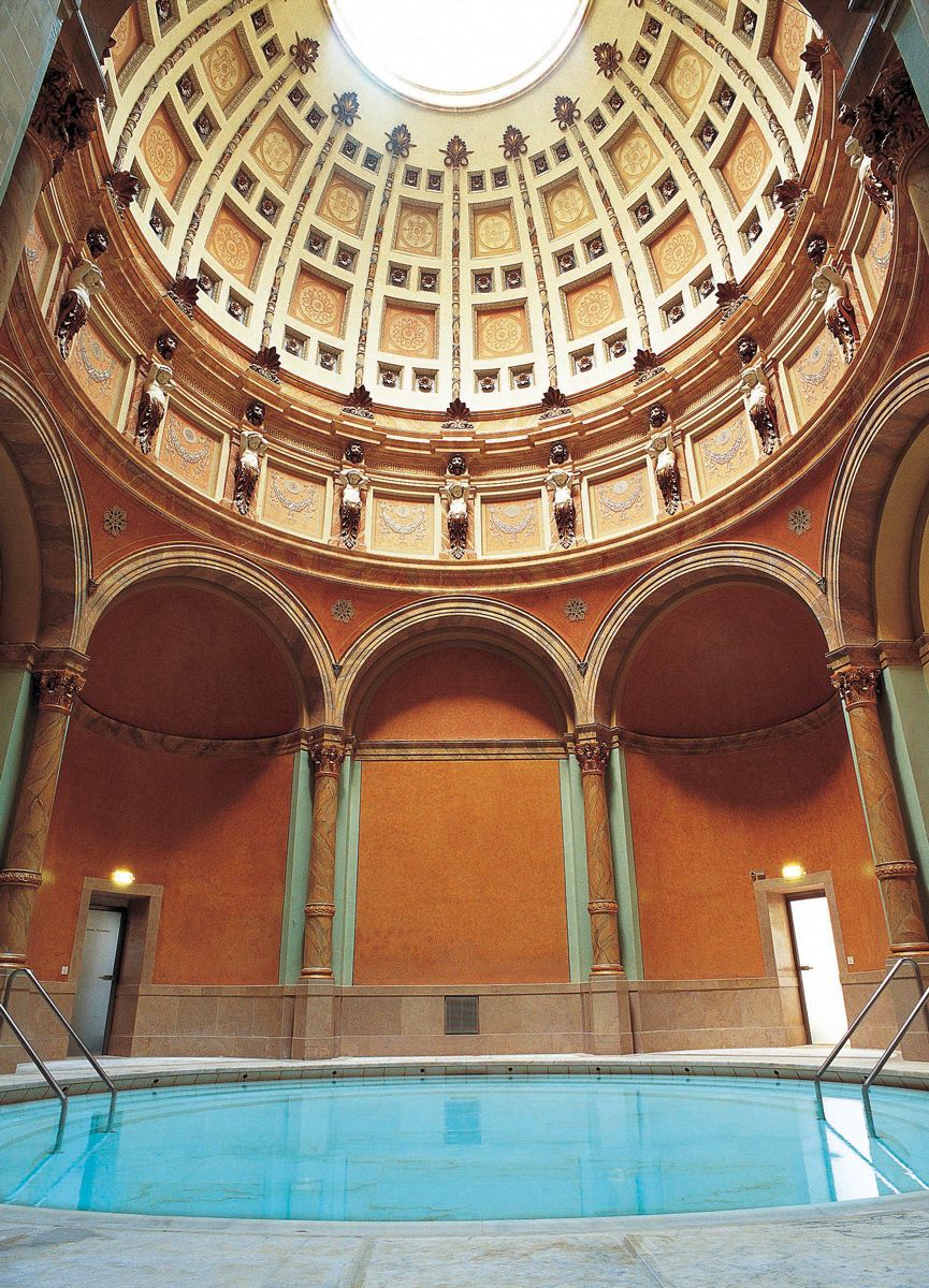 The domed ceiling of Friedrichsbad in Baden-Baden, Germany