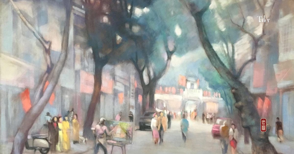 The work “On the first morning of Tet, I went to draw Hang Chieu street”. Photo: Thao Hien