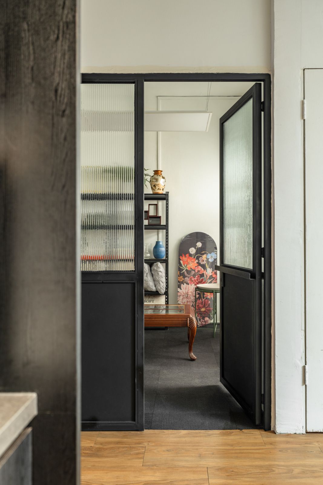 Carefully curated objects  throughout the studio serve as both inspiration and showcase pieces for visiting clients