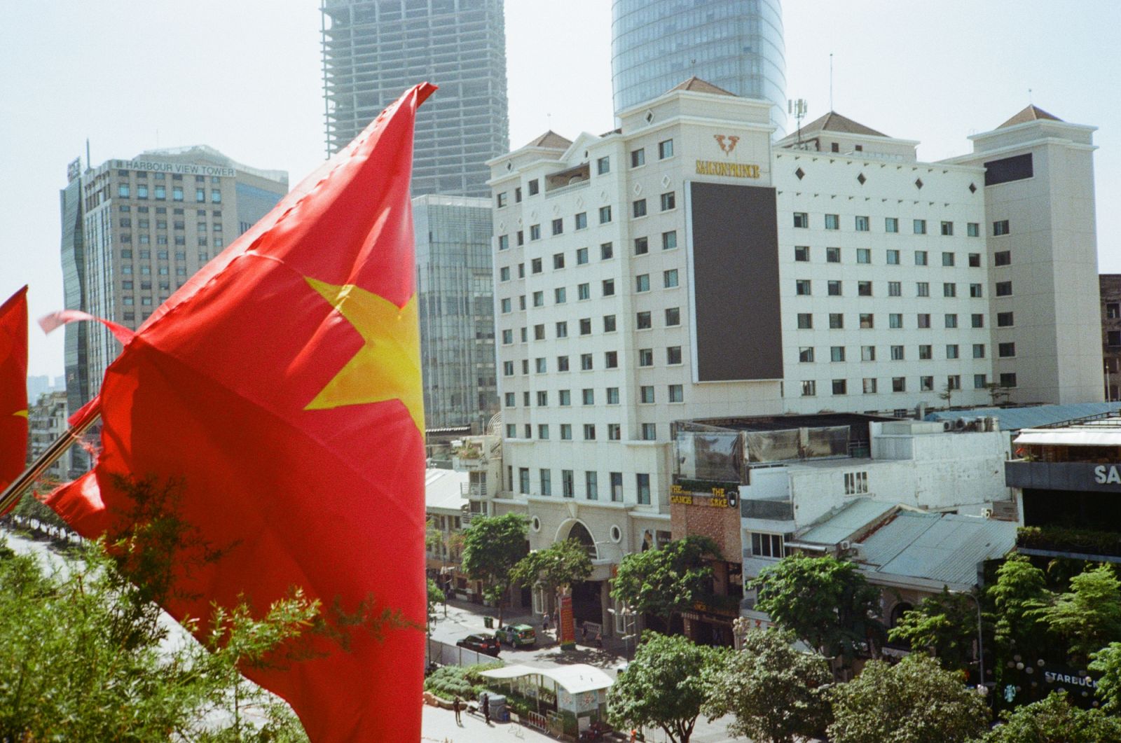 A photo of a folded Vietnamese flag taken from The Cafe Apartments in Ho Chi Minh City (Photo: Jove Moya)
