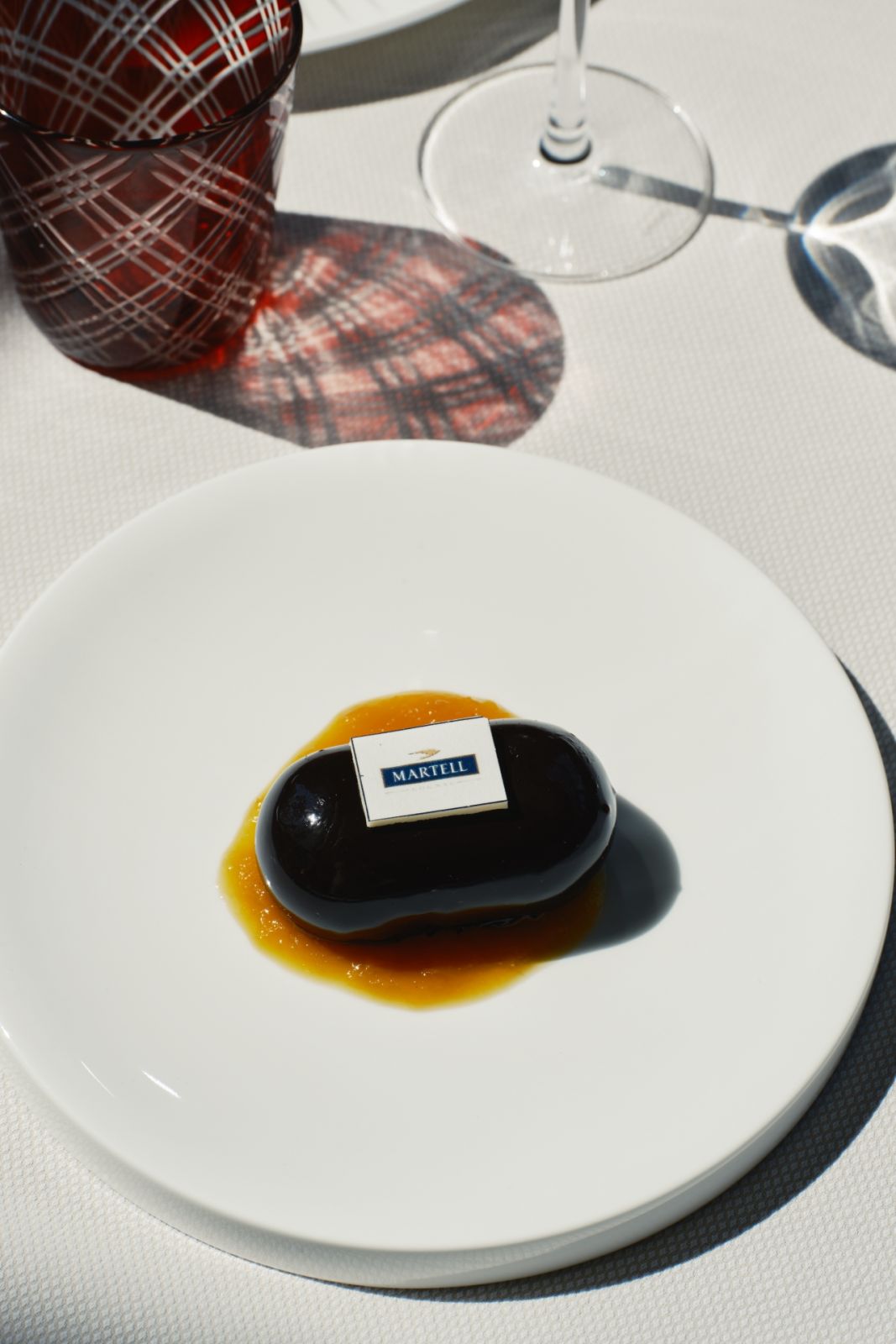 Apricot and almond parfait, orange Martell VSOP gelatin, dark chocolate glaze by Finestra | Photo by JV Rabano