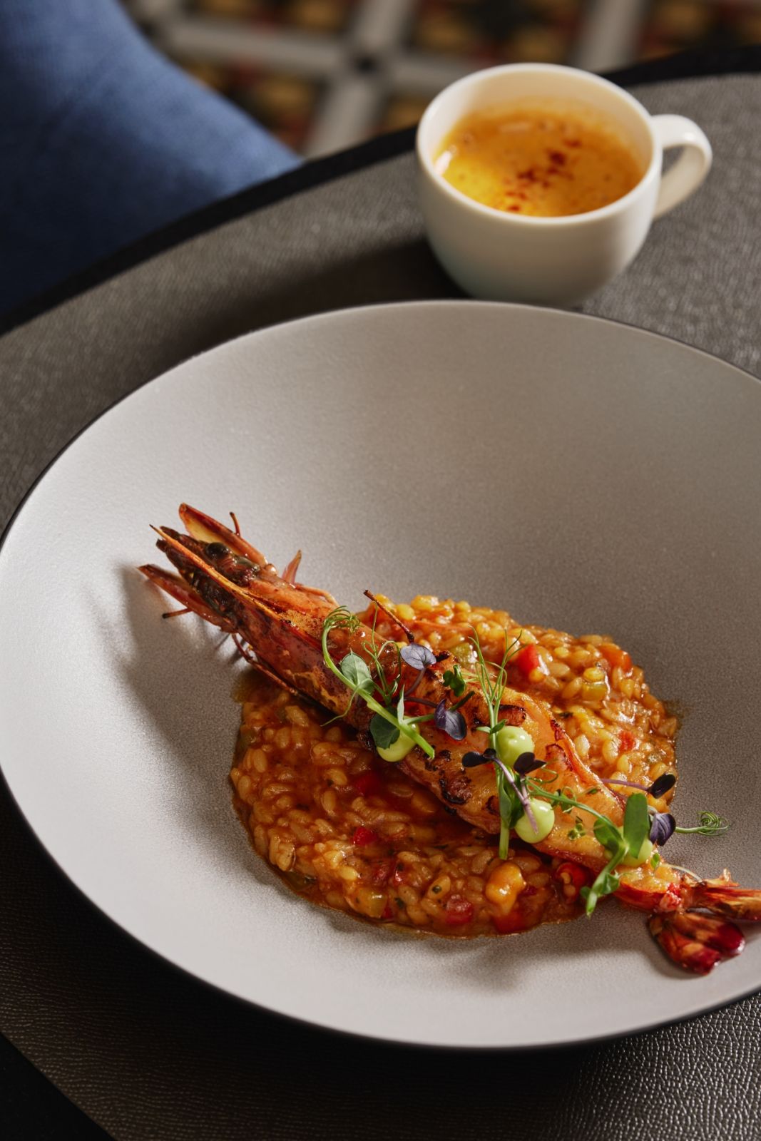 Tiger prawn risotto with a Martell VSOP cappuccino bisque by Cantabria | Photo by JV Rabano