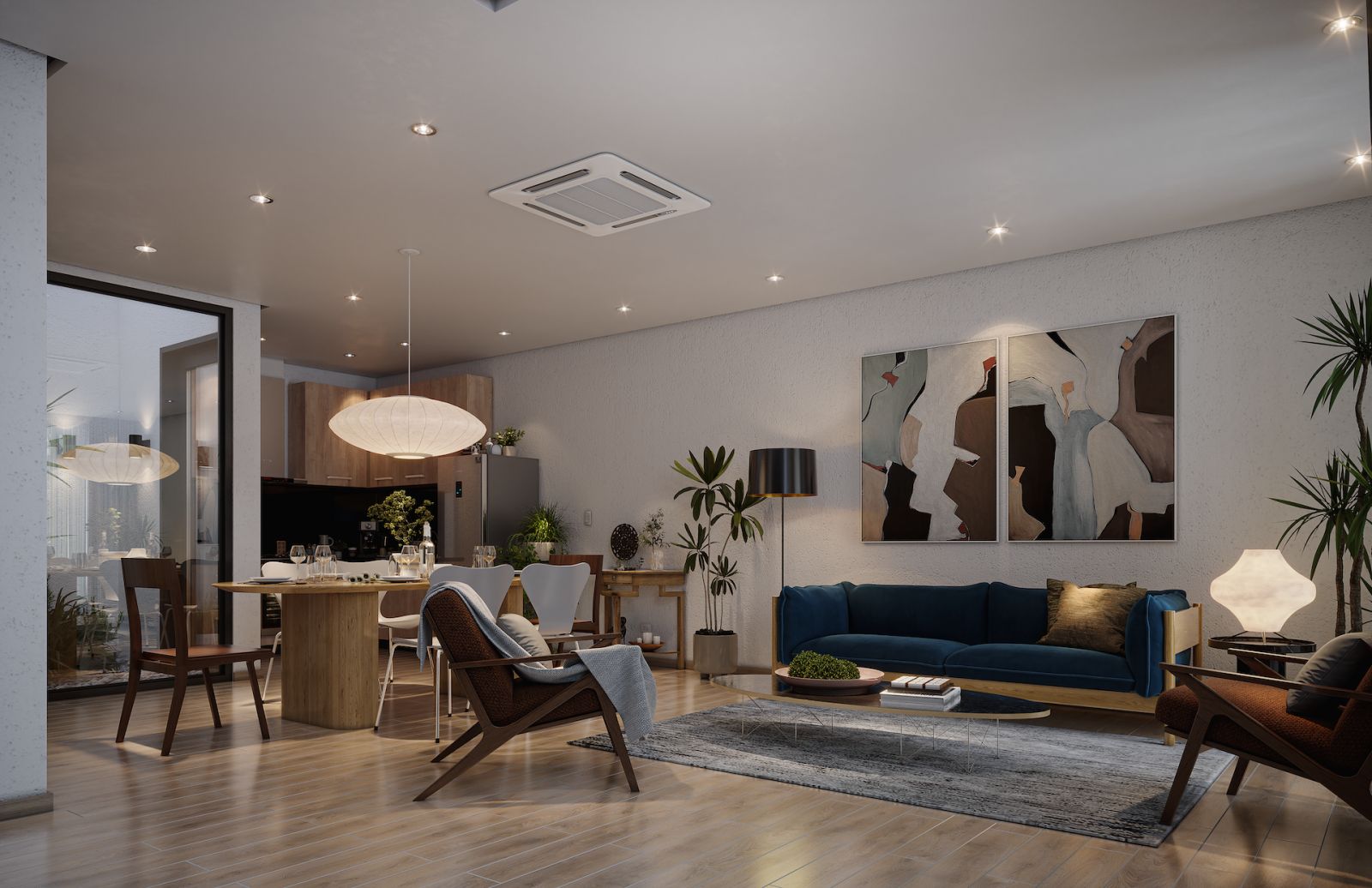 The living room in the Elise home