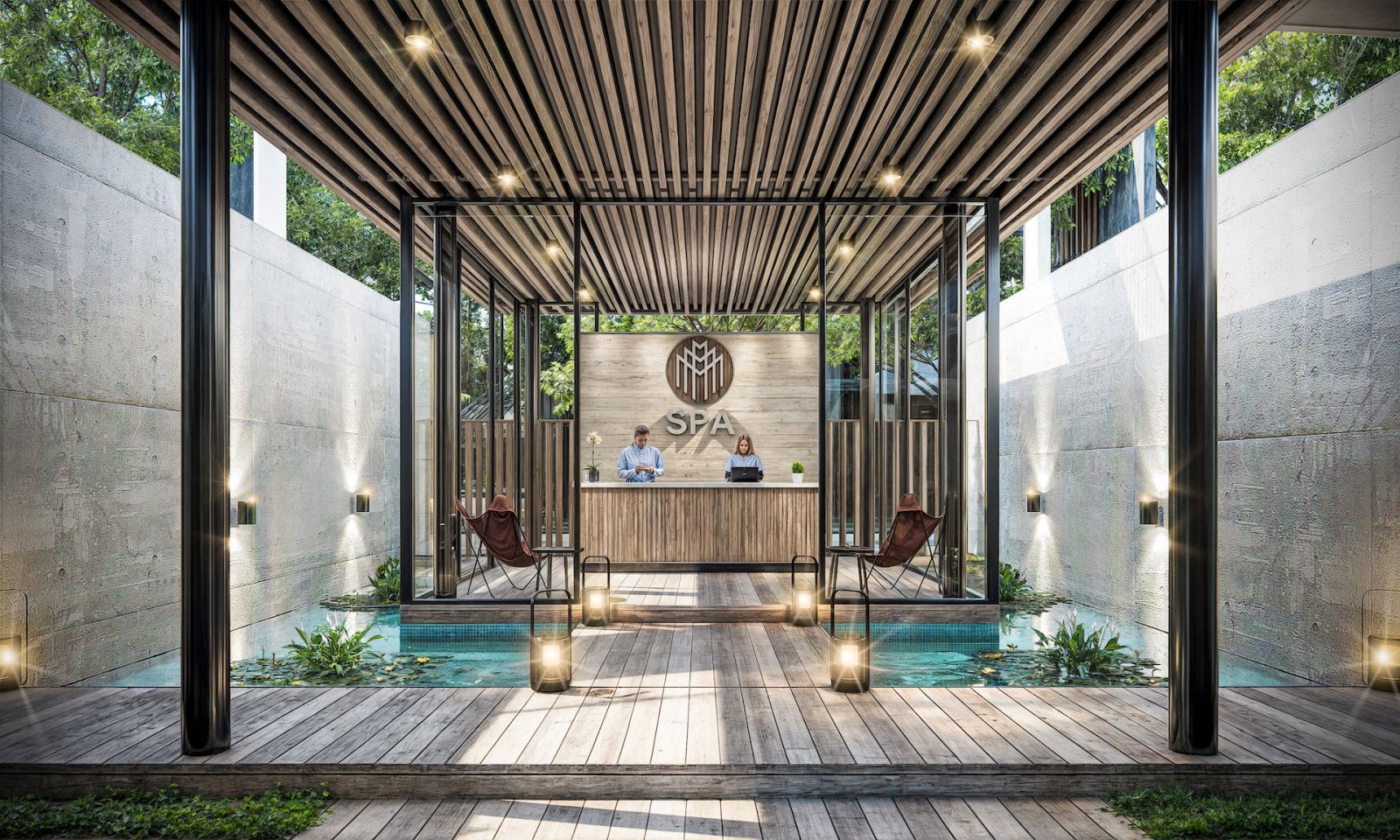 The tranquil entrance to the Lifestyle Club