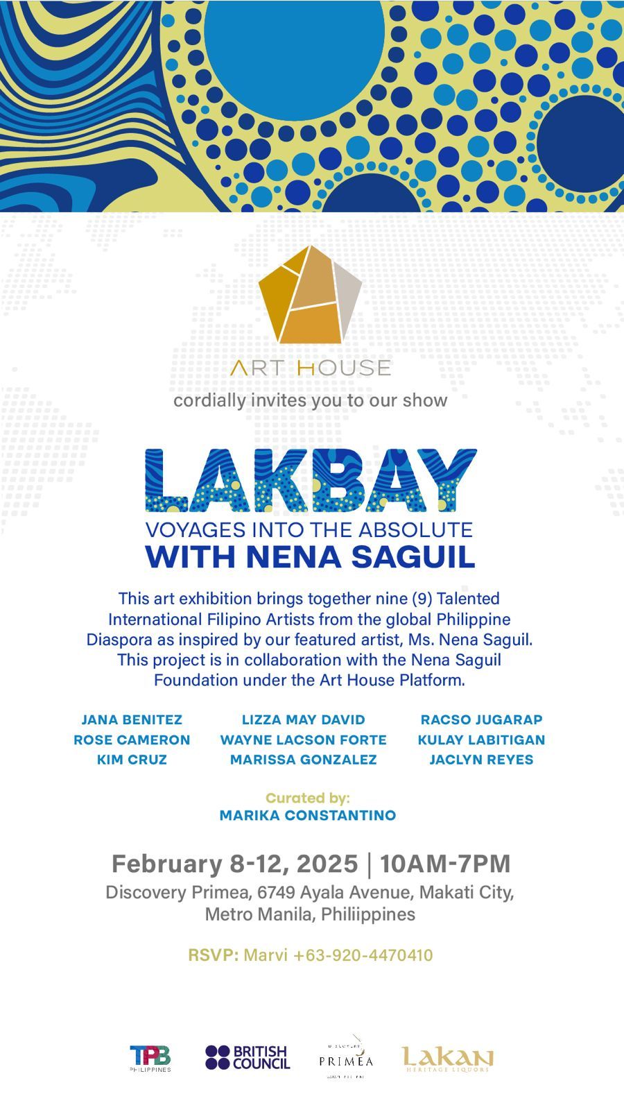 The official poster of Art House presents ‘Lakbay: Voyages into the Absolute with Nena Saguil’