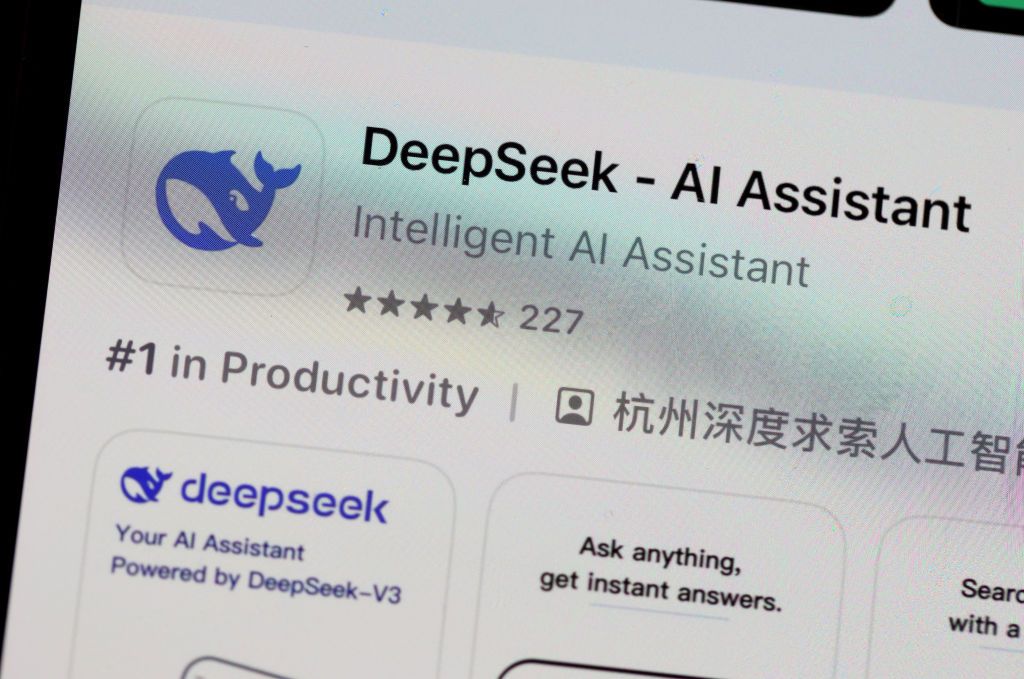 SAN ANSELMO, CALIFORNIA - JANUARY 27: In this photo illustration, the DeepSeek app is displayed on an iPhone screen on January 27, 2025 in San Anselmo, California. Newly launched Chinese AI app DeepSeek has surged to number one in Apple's App Store and has triggered a sell-off of U.S. tech stocks over concerns that Chinese companies' AI advances could threaten the bottom line of tech giants in the United States and Europe. (Photo Illustration by Justin Sullivan/Getty Images)