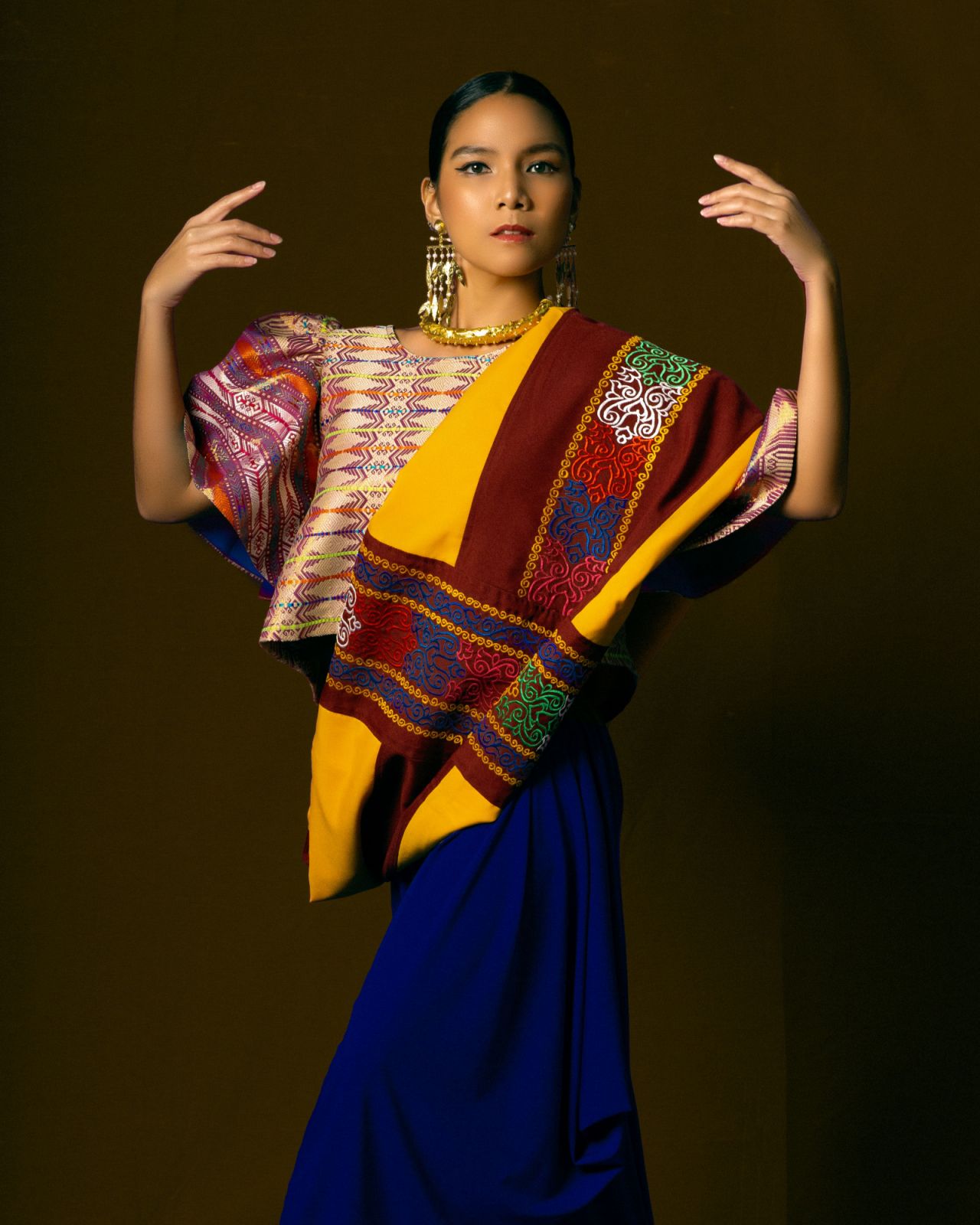 ‘Masining’ in a Maranao-inspired top and an Okir-patterned malong