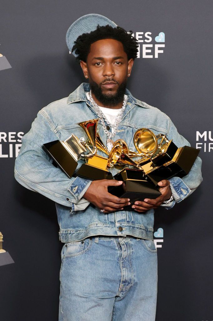 LOS ANGELES, CALIFORNIA - FEBRUARY 02: Kendrick Lamar, winner of the Record of the Year, Best Rap Performance, Best Rap Song, Best Music Video, and Song of the Year Awards for "Not Like Us" poses in the press room during the 67th Annual GRAMMY Awards at Crypto.com Arena on February 02, 2025 in Los Angeles, California. (Photo by Monica Schipper/Getty Images for The Recording Academy)