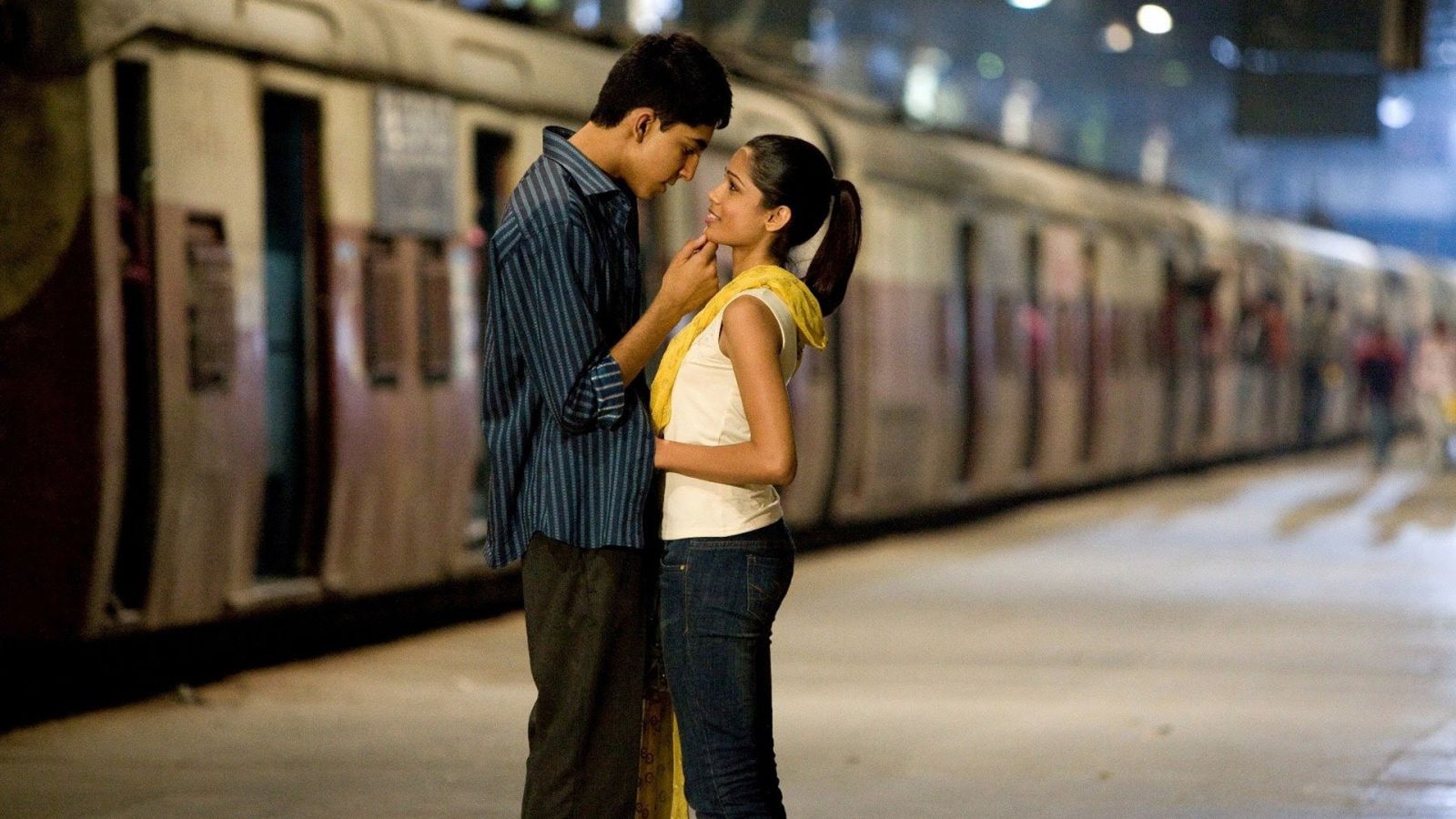 Dev Patel as Jamal Malik and Freida Pinto as Latika in ‘Slumdog Millionaire’ (Photo: Celador Films)