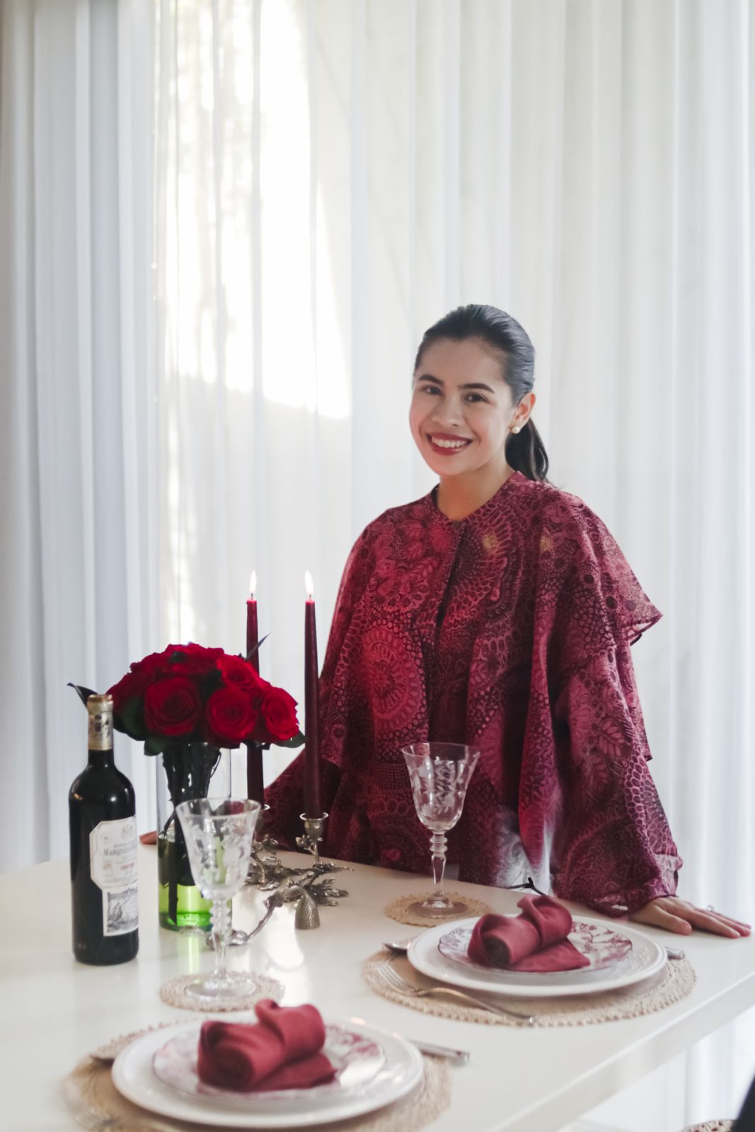 Ella Pangilinan Miranda with her romantic tablescape at home