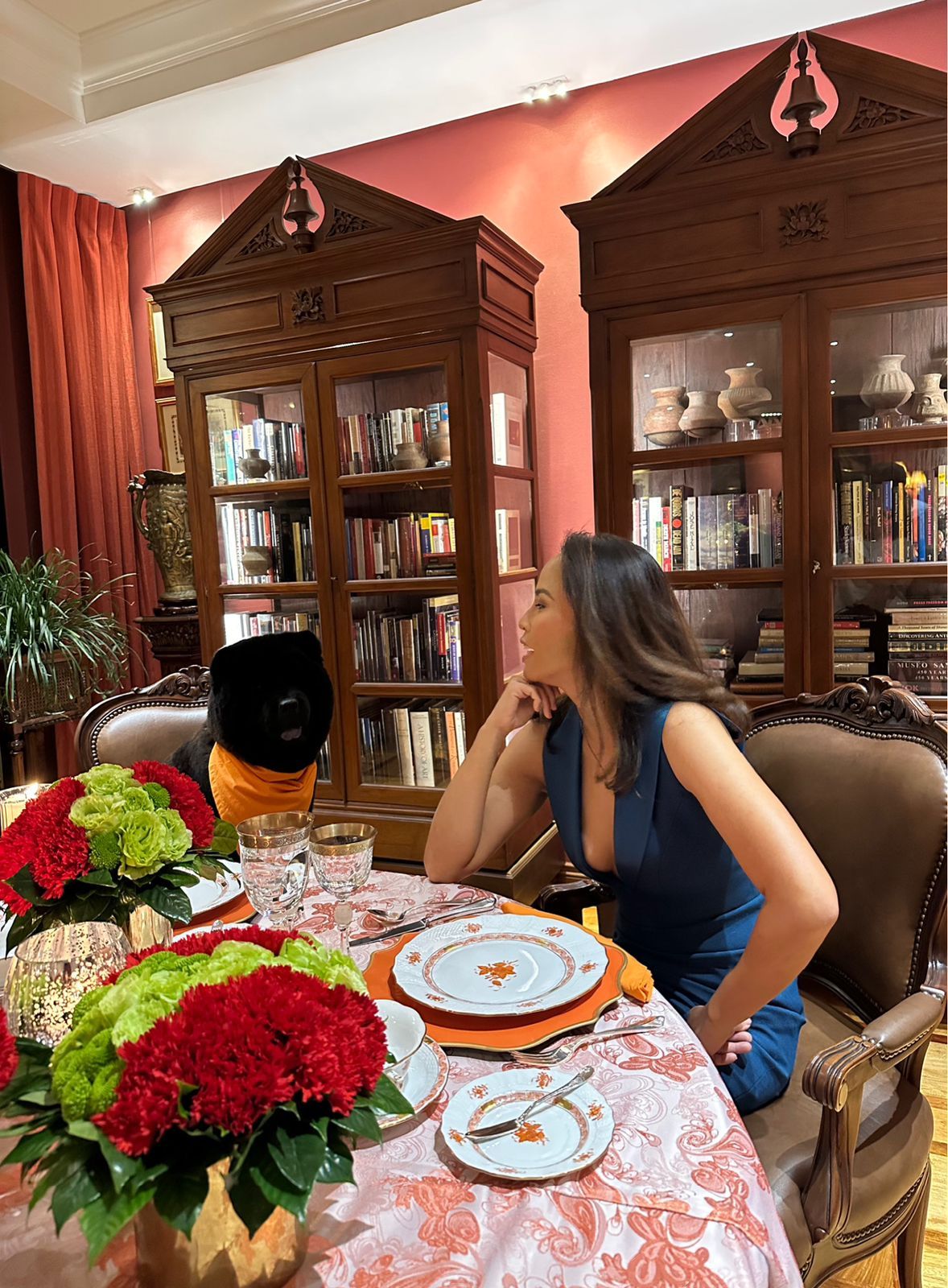 Joker Arroyo and Rex sharing a meal of spaghetti and meatballs at the table