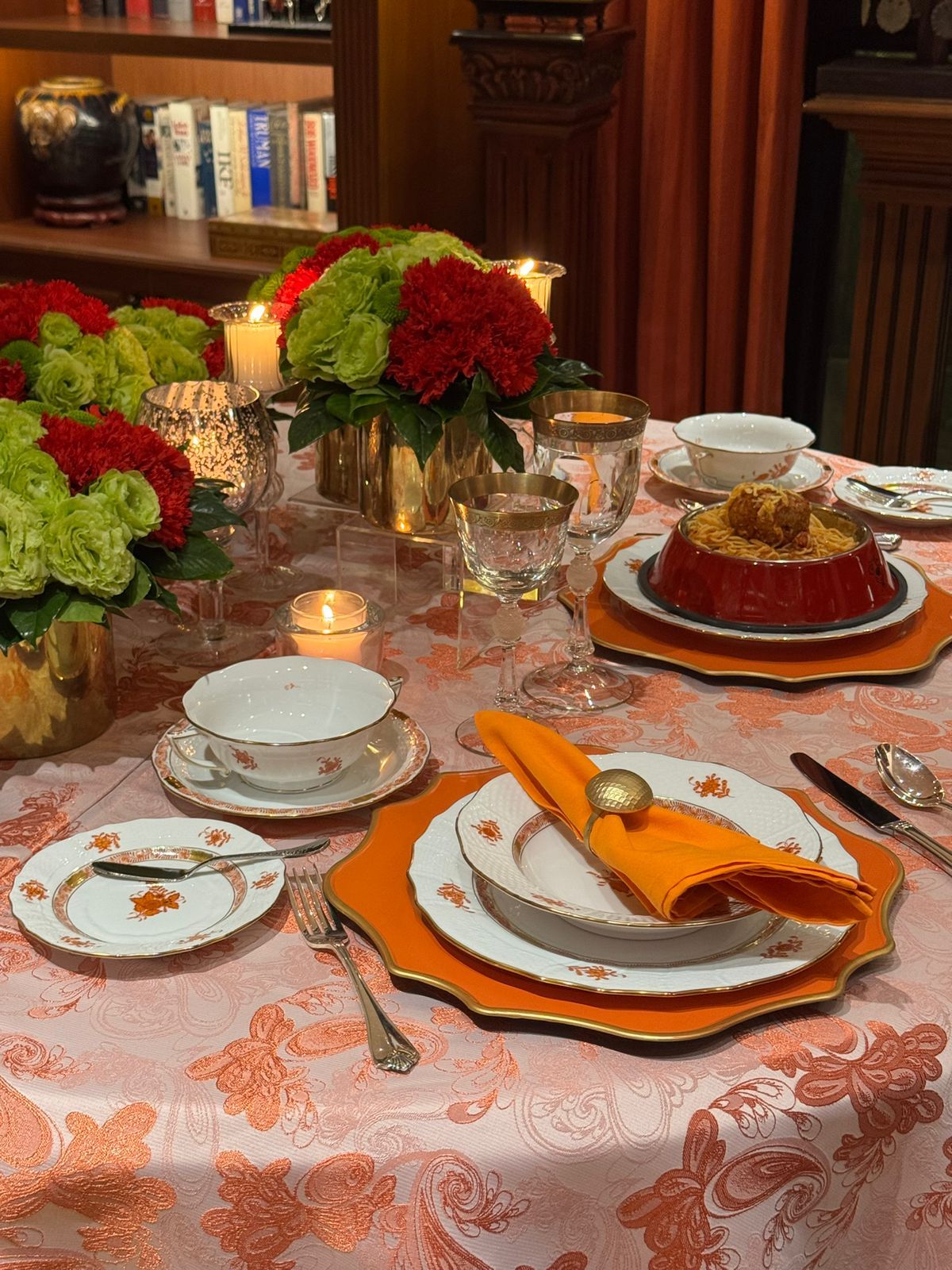 Joker Arroyo's orange Meissen porcelain and silverware