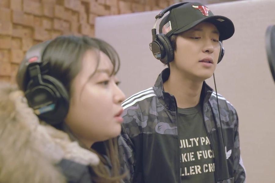 Punch and EXO’s Chanyeol in the studio recording ‘Stay with Me’ for the OST of 2016’s ‘Guardian: The Lonely and Great God’ aka ‘Goblin’ (Photo: YouTube)