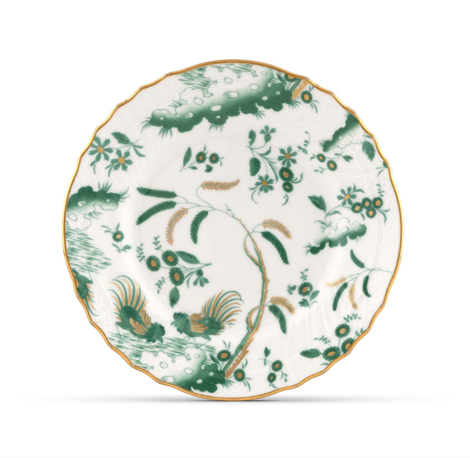 Italian porcelain bread plates with jade green decoration from the Ora di Doccia collection (Photo: Ginori 1735 Website)