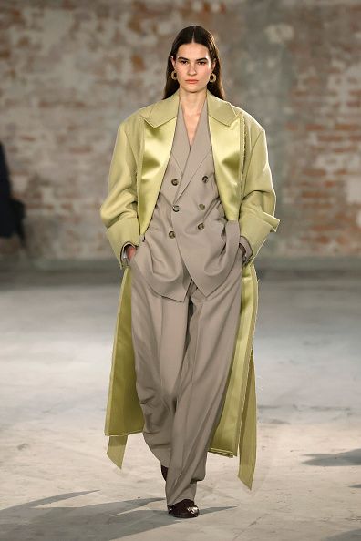 PARIS, FRANCE - JANUARY 22: (EDITORIAL USE ONLY - For Non-Editorial use please seek approval from Fashion House) A model walks the runway during the AMI - Alexandre Mattiussi Menswear Fall-Winter 2025/2026 show as part of Paris Fashion Week on January 22, 2025 in Paris, France. (Photo by Estrop/Getty Images)