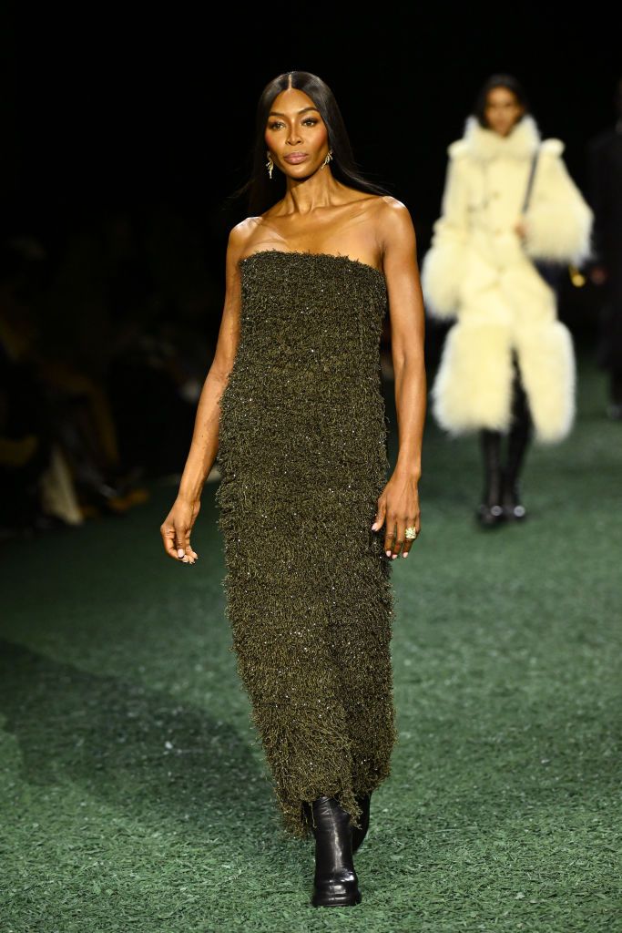LONDON, ENGLAND - FEBRUARY 19: Naomi Campbell walks the runway at the Burberry show during London Fashion Week February 2024 at  on February 19, 2024 in London, England. (Photo by Joe Maher/Getty Images)