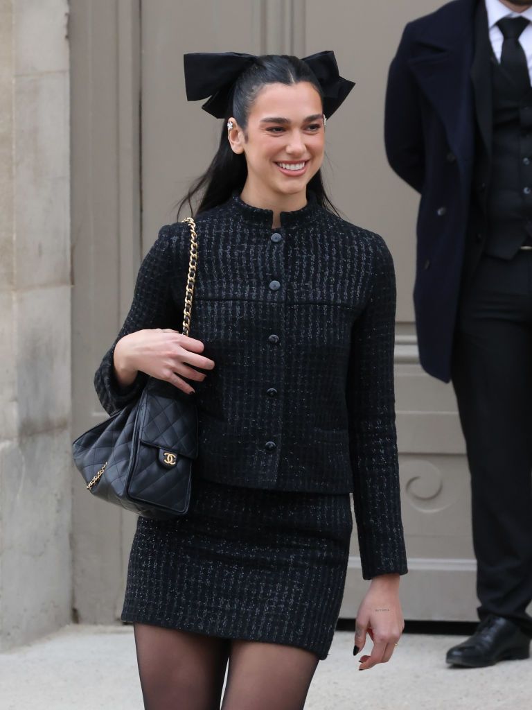 PARIS, FRANCE - JANUARY 28: Dua Lipa attends the Chanel Haute Couture Spring-Summer 2025 show as part of Paris Fashion Week on January 28, 2025 in Paris, France. (Photo by Arnold Jerocki/Getty Images)