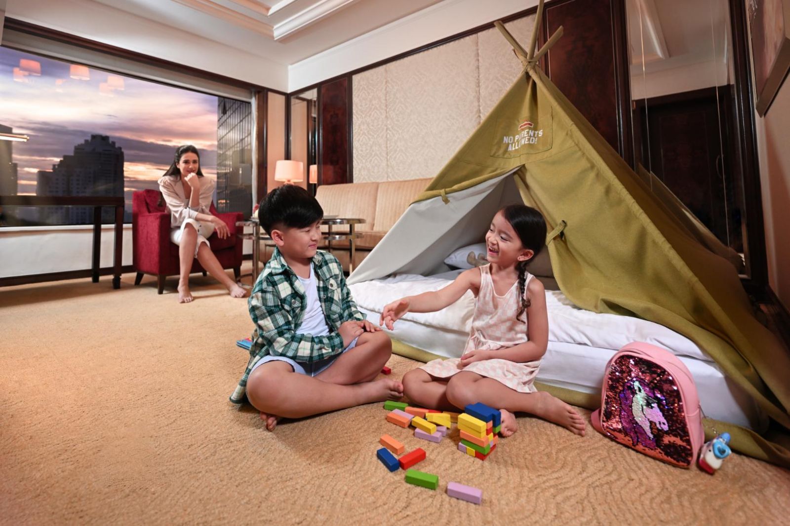 A touch of whimsy in the family room encourages imaginative play