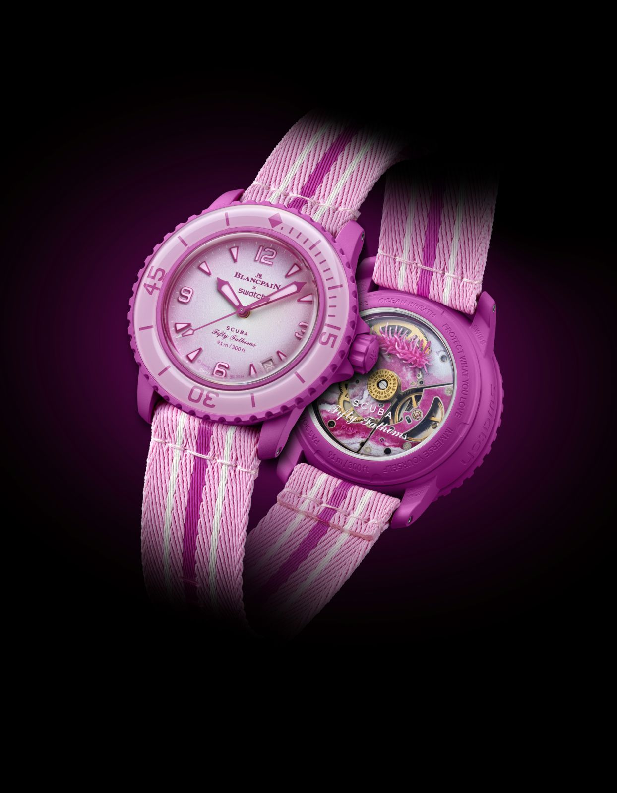 Swatch x Blancpain Bioceramic Scuba Fifty Fathoms Collection Pink Ocean
