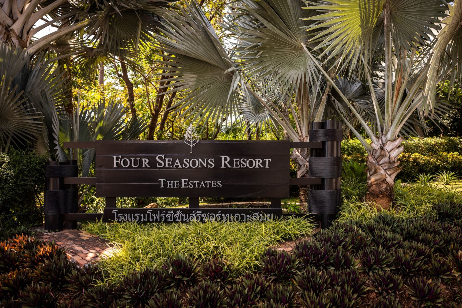 KOH SAMUI, THAILAND - MARCH 23: A signboard for the Four Seasons Resort, where the upcoming season of The White Lotus is being filmed, is on display on Koh Samui's Western coast on March 23, 2024 in Koh Samui, Thailand. The upcoming season of "The White Lotus" is anticipated to have a massive impact on tourism in Thailand, with travel forecasters predicting a surge in visitors to destinations like Koh Samui, Phuket, and Bangkok. The allure of experiencing the real-life locations featured in the series is ex