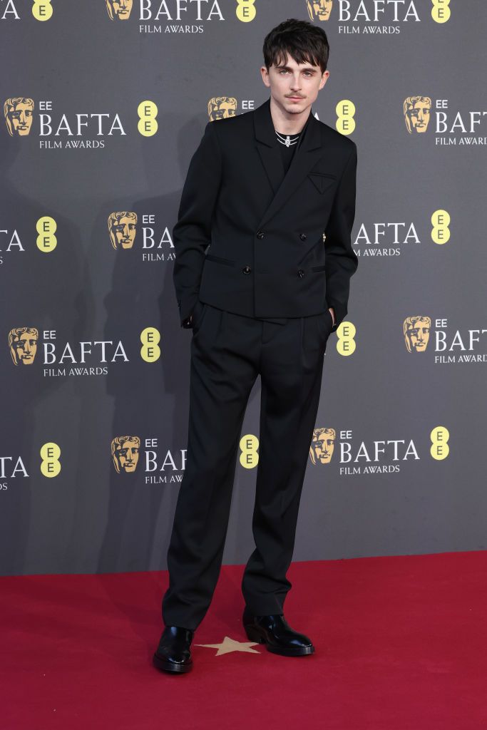 LONDON, ENGLAND - FEBRUARY 16: Timothée Chalamet attends the 2025 EE BAFTA Film Awards at The Royal Festival Hall on February 16, 2025 in London, England. (Photo by Lia Toby/Getty Images)
