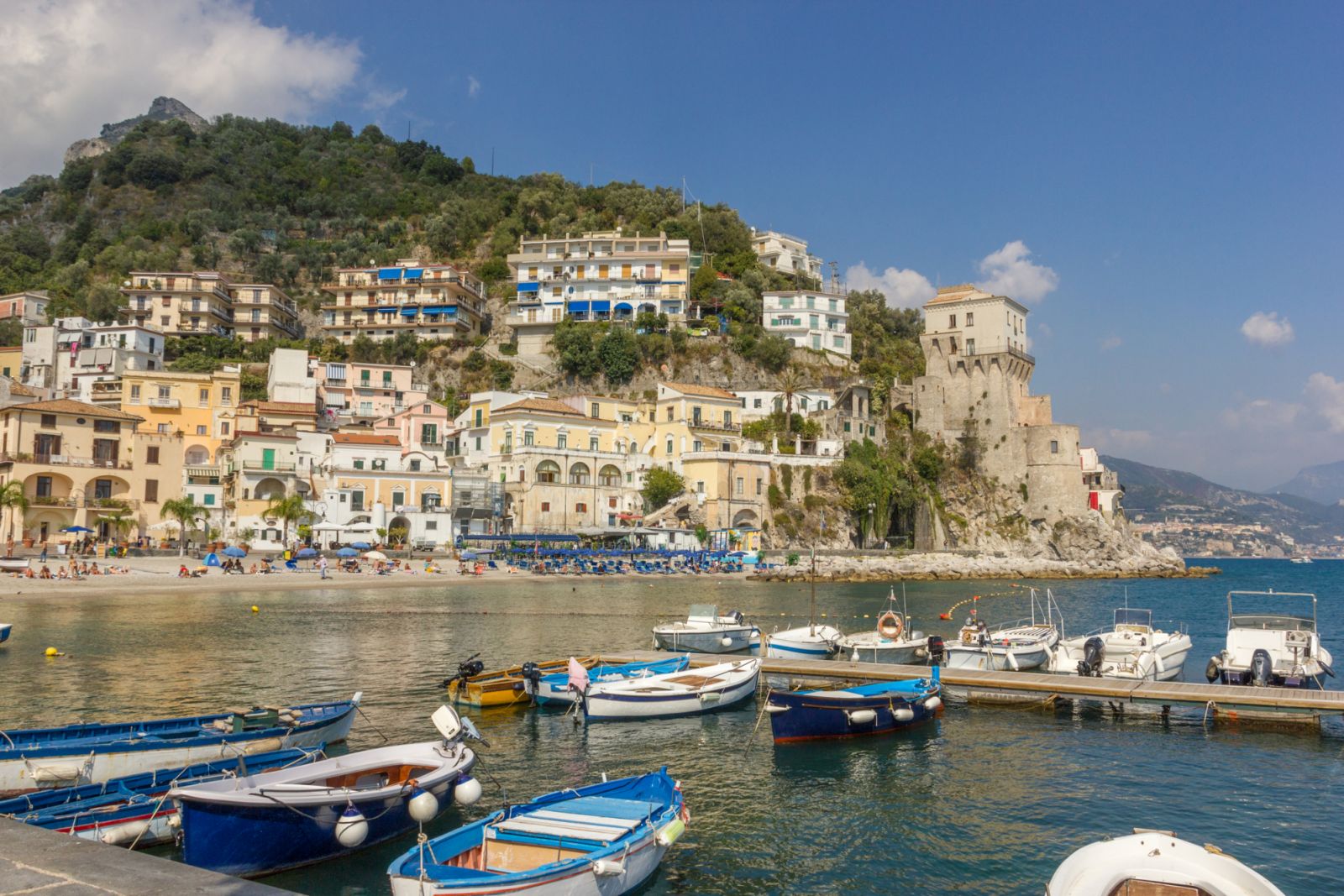 Maiori, Italy - September 30 2016: Fishing boats in Maiori on the Amalfi Coast, Italy