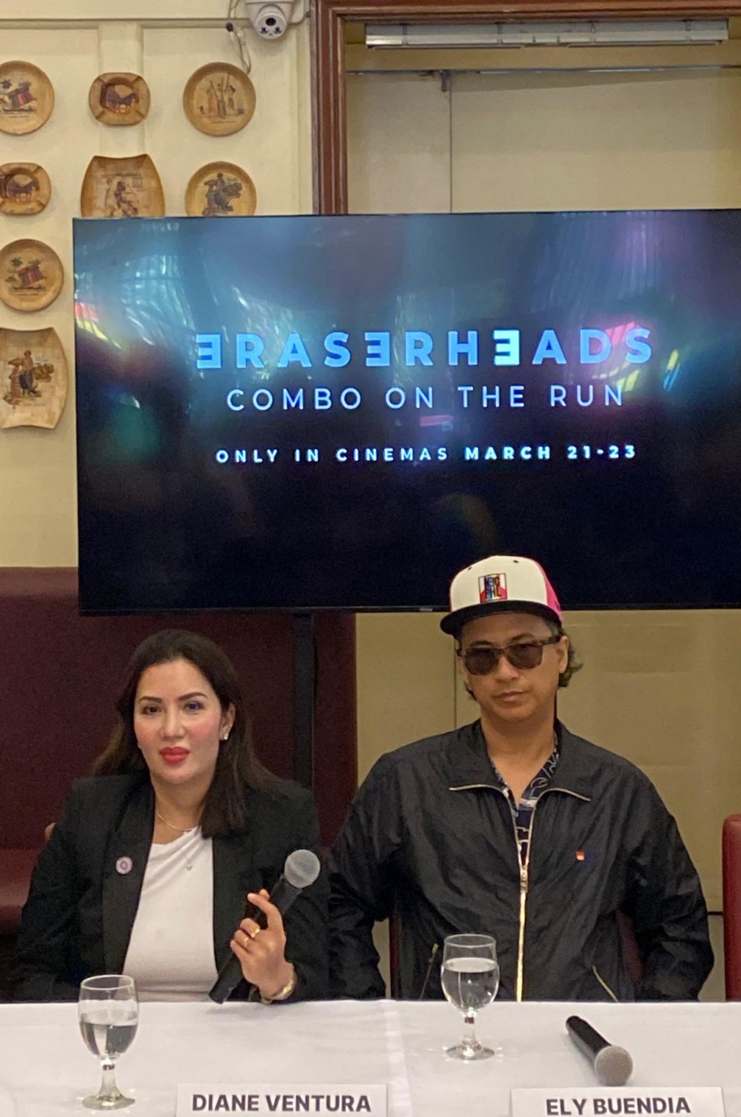 Diane Ventura and Ely Buendia during the press conference for Eraserheads: Combo On The Run (Photo: Jove Moya)