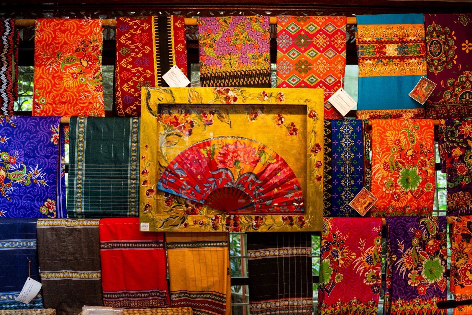 Textiles and other creations at Patis Tesoro's gift shop (Photo: Jon Hipe)