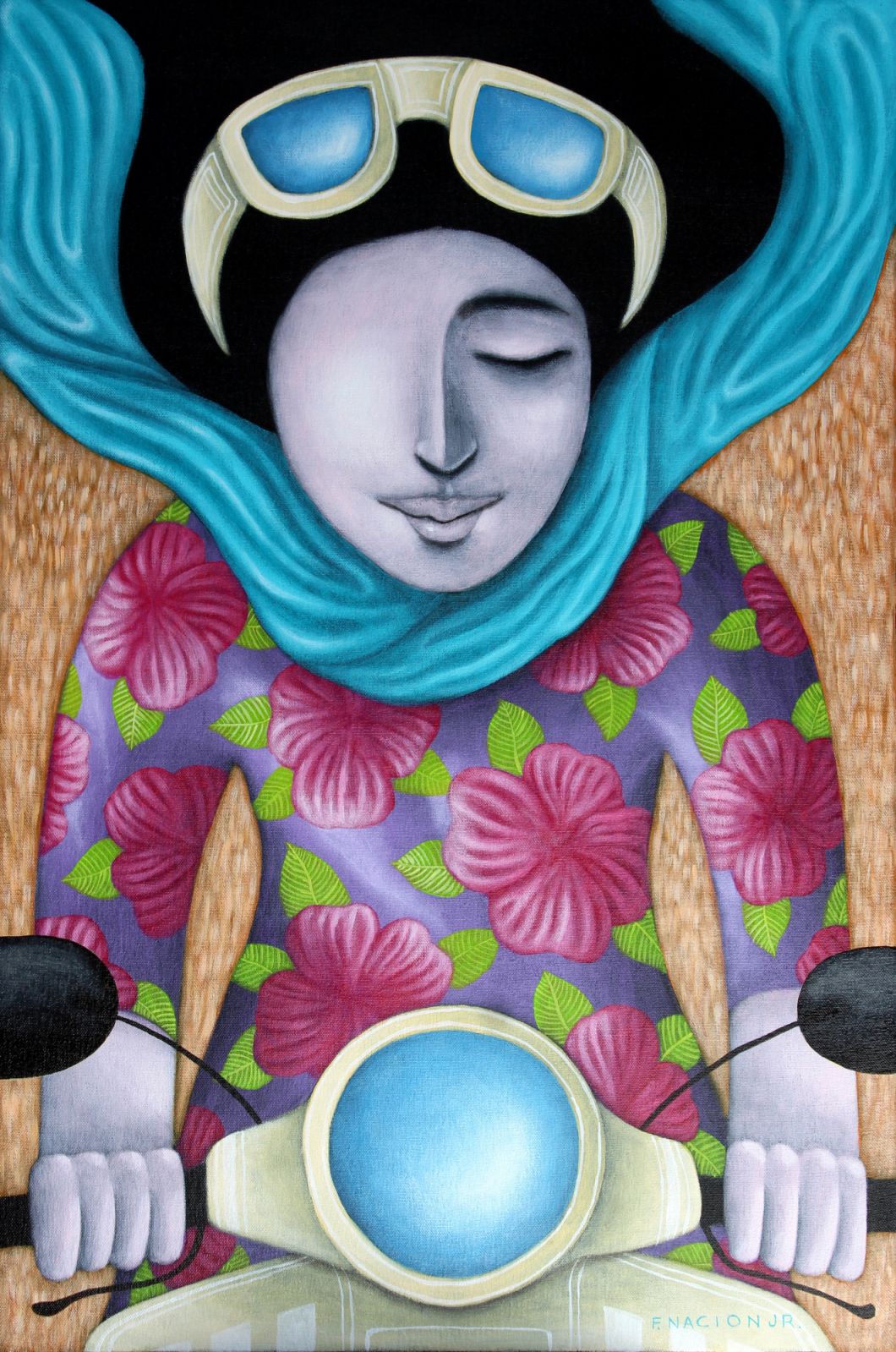 One of Francis Nacion's works at the 2015 exhibit in Hong Kong. Acrylic on Canvas. (Photo courtesy of Francis Nacion)