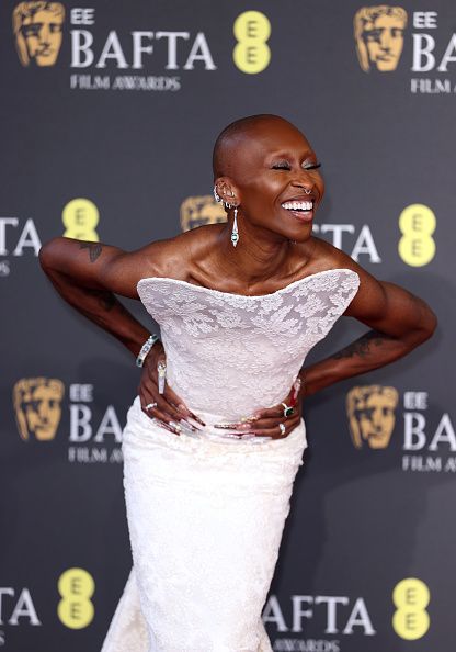LONDON, ENGLAND - FEBRUARY 16: Cynthia Erivo attends the 2025 EE BAFTA Film Awards at The Royal Festival Hall on February 16, 2025 in London, England. (Photo by Mike Marsland/WireImage)