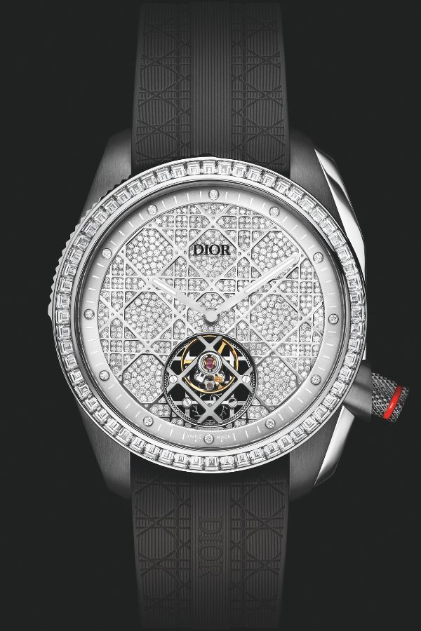 Dior Chiffre Rouge Tourbillon Grey in white gold and set with diamonds