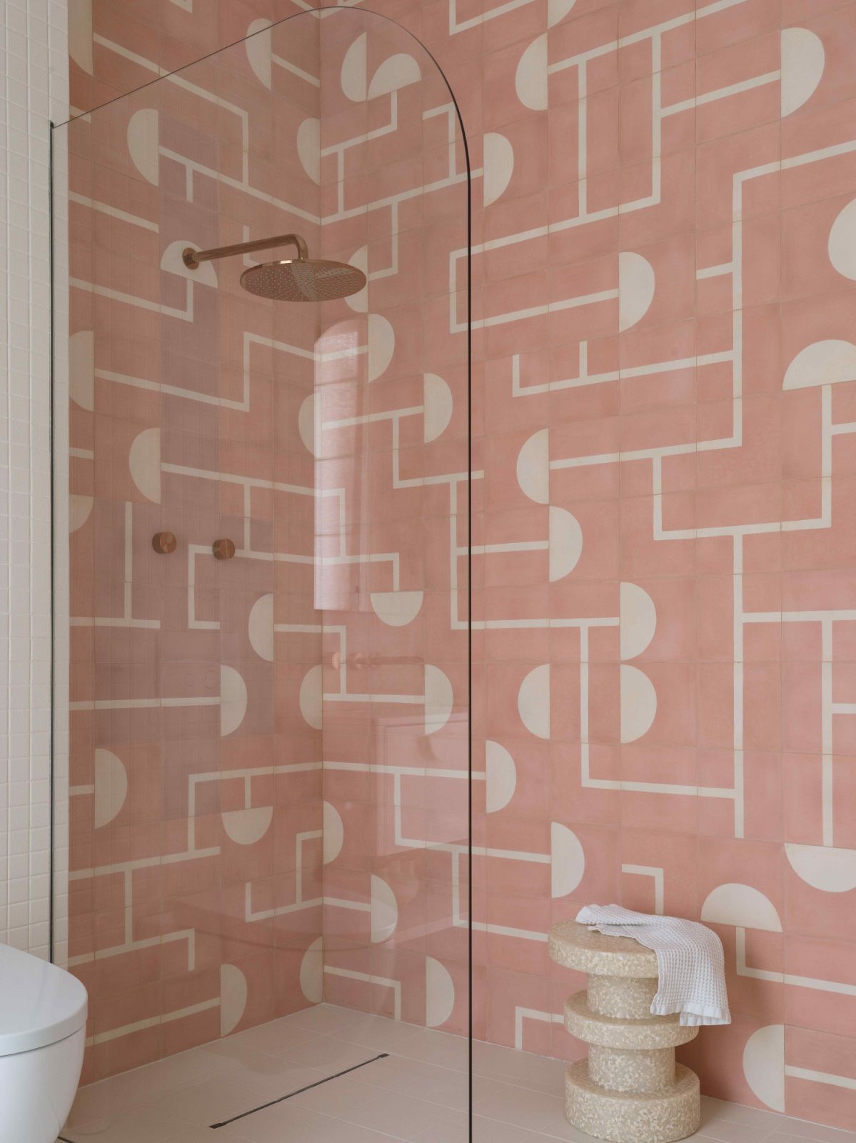 Petal pink handmade Moroccan concrete tiles by Popham Design