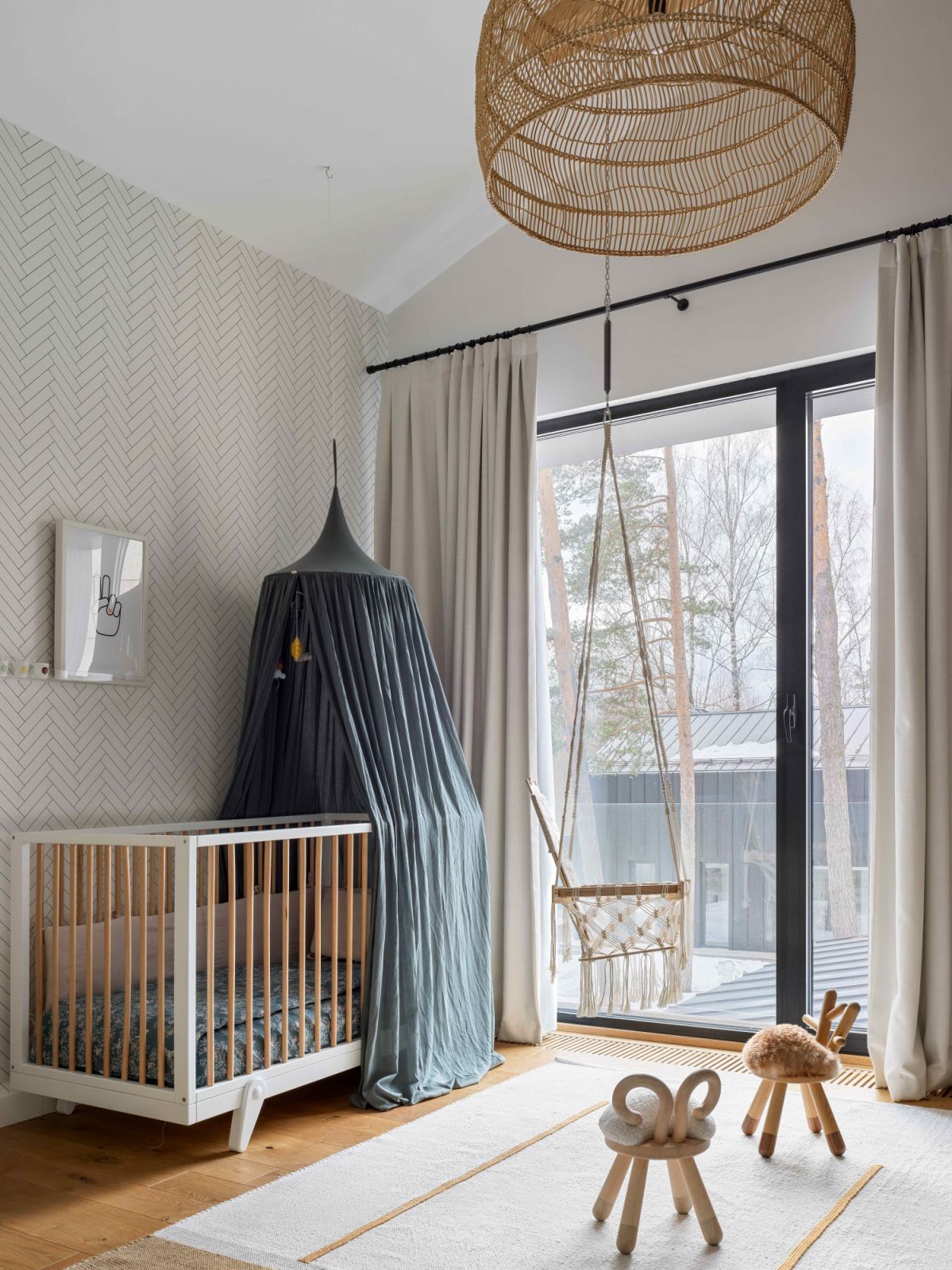 The soothing Scandinavian-style nursery room