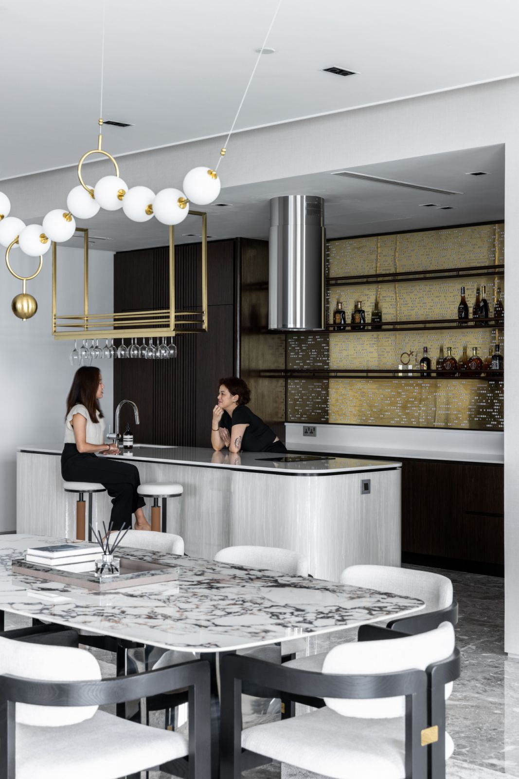 The bar area is reminiscent of upscale Manhattan lounges