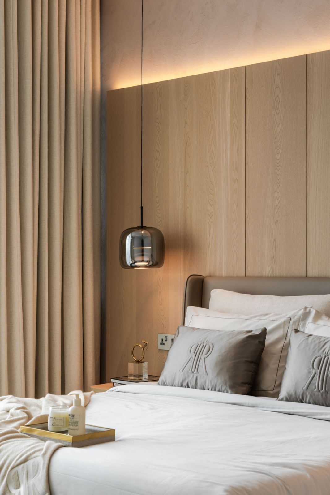 Warm ambient lighting in the bedroom