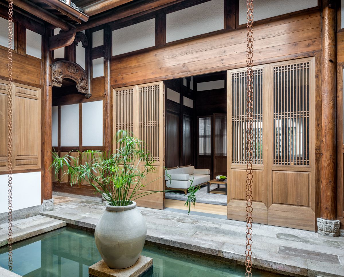 The courtyard of the four-bedroom villa at Amanyangyun
