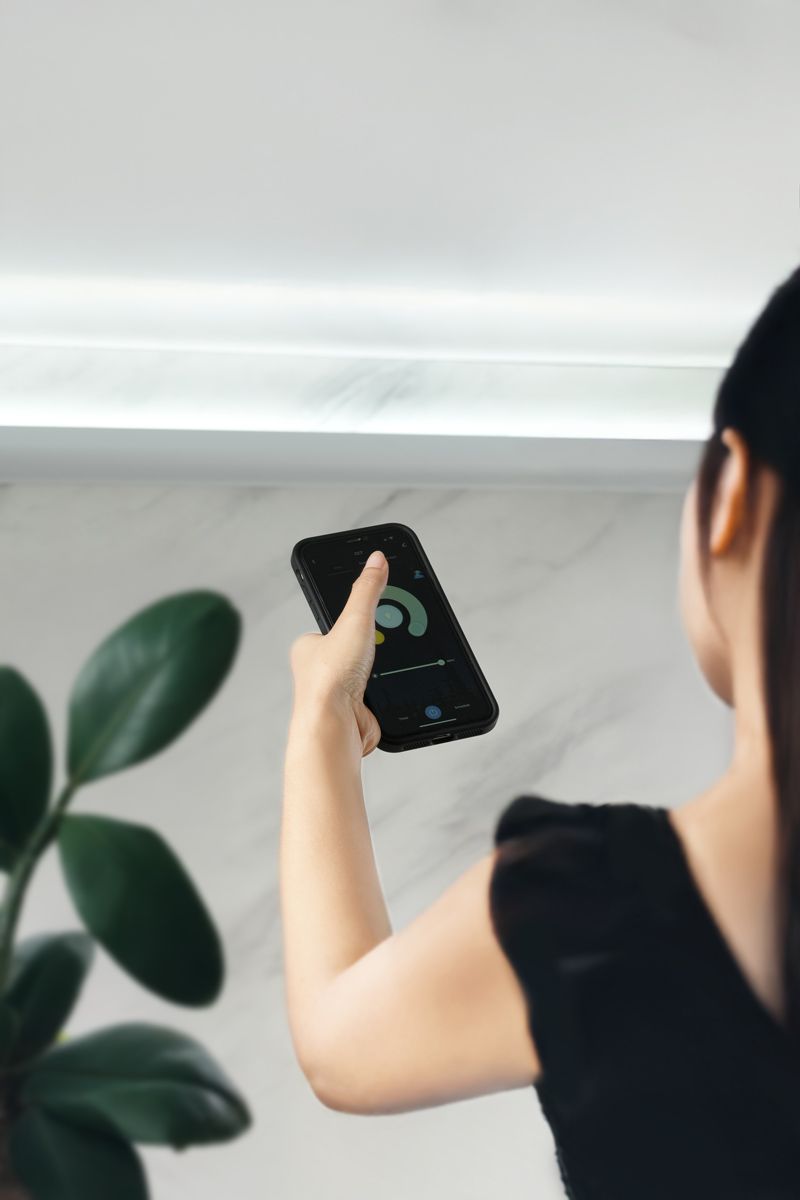 The Haga series from Lune Brillante comes with an app that allows users to easily adjust the lighting temperature