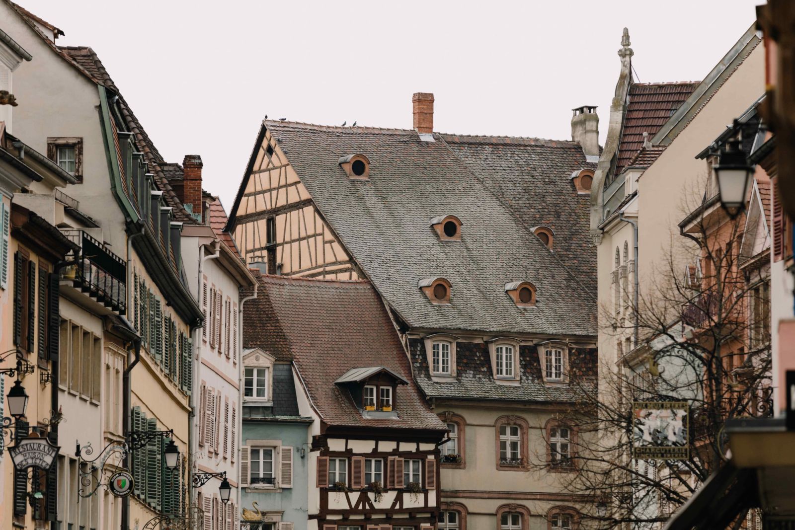 Buildings in the idyllic Colmar reflect Germanic and French architectural influences