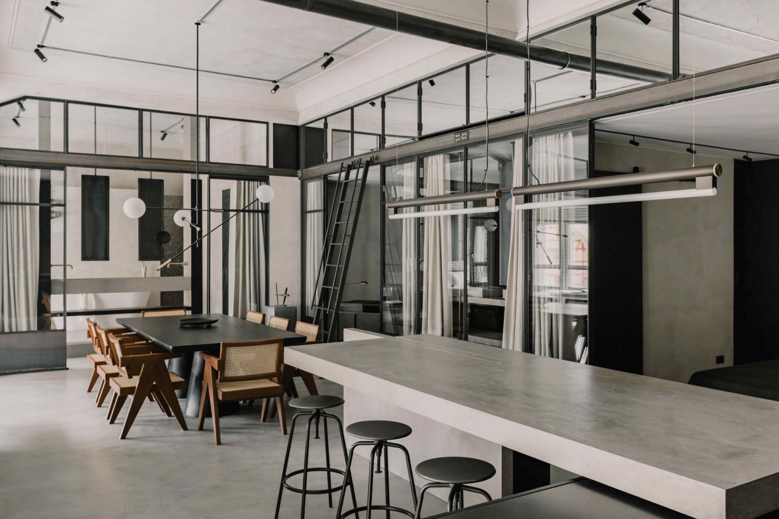 The dining and kitchen area is a more formal space for long dinners and gatherings