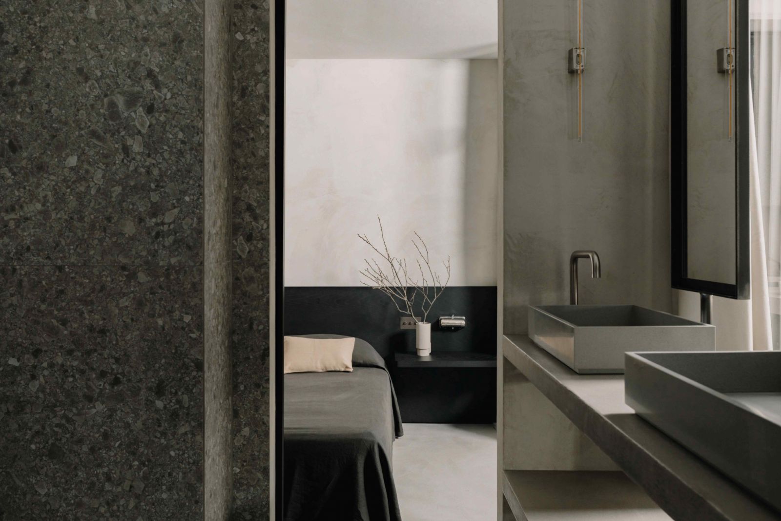 The Jack and Jill bathroom leads into the guest room