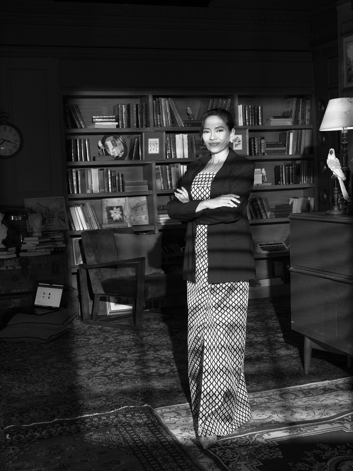 Senator Risa Hontiveros wears Rajo Laurel gown, Love Rocks jewellery and blazer from the stylist’s archives
