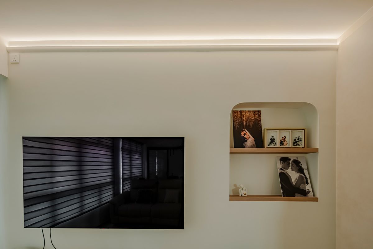 Close-up detail of Haga lighting strips in a minimalist space