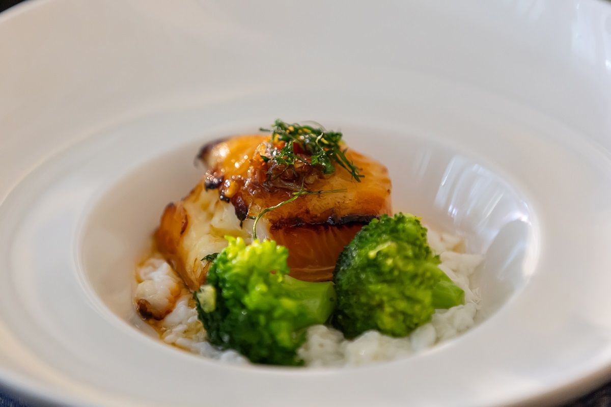 The main course of fragrant baked cod in XO Sauce served at HSBC's 150-year celebration in the Philippines