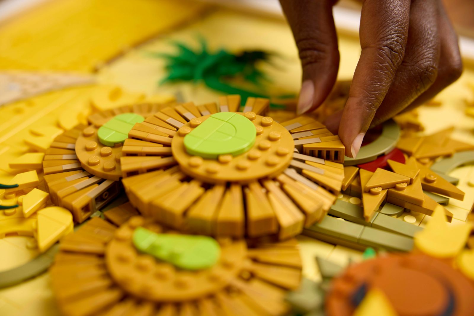 Each sunflower features uniquely positioned petals and stems, avoiding repetition to maintain the organic feeling of the original artwork