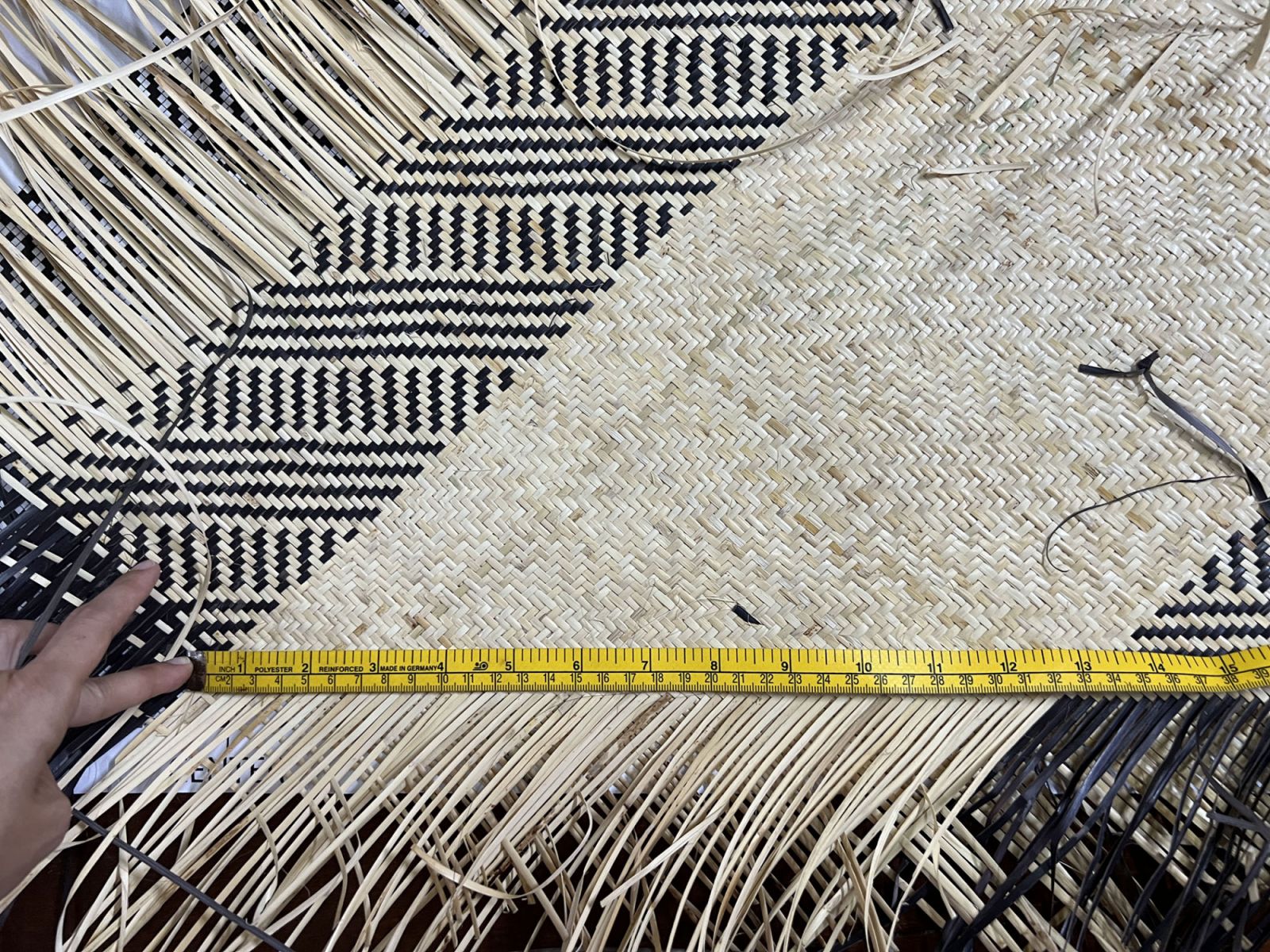 The weaving patterns emulate the hand-woven palm leaves of the Malaysian rice dumpling