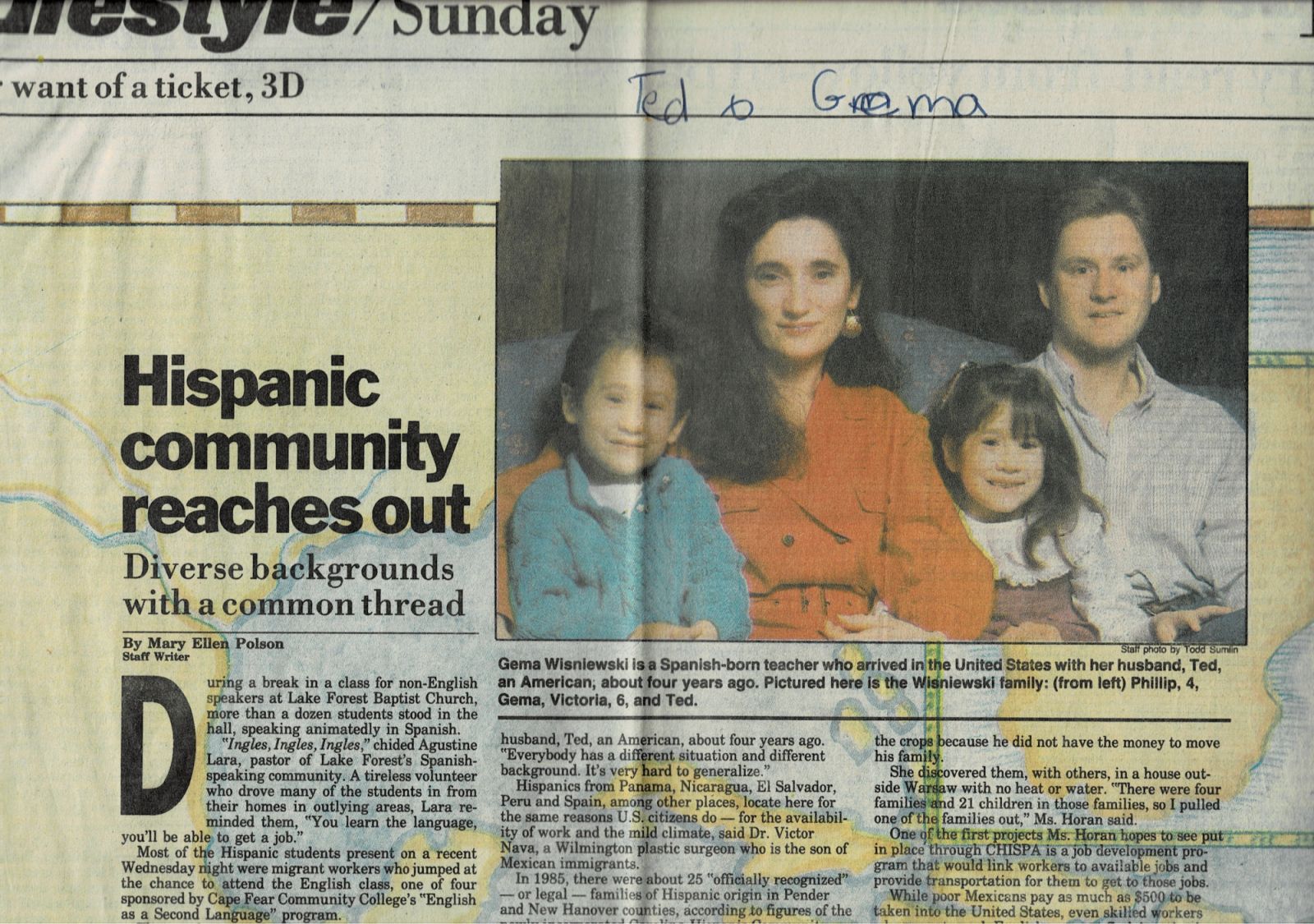 The newspaper article clipping about Victoria’s family (Photo: Victoria Wisniewski Otero)