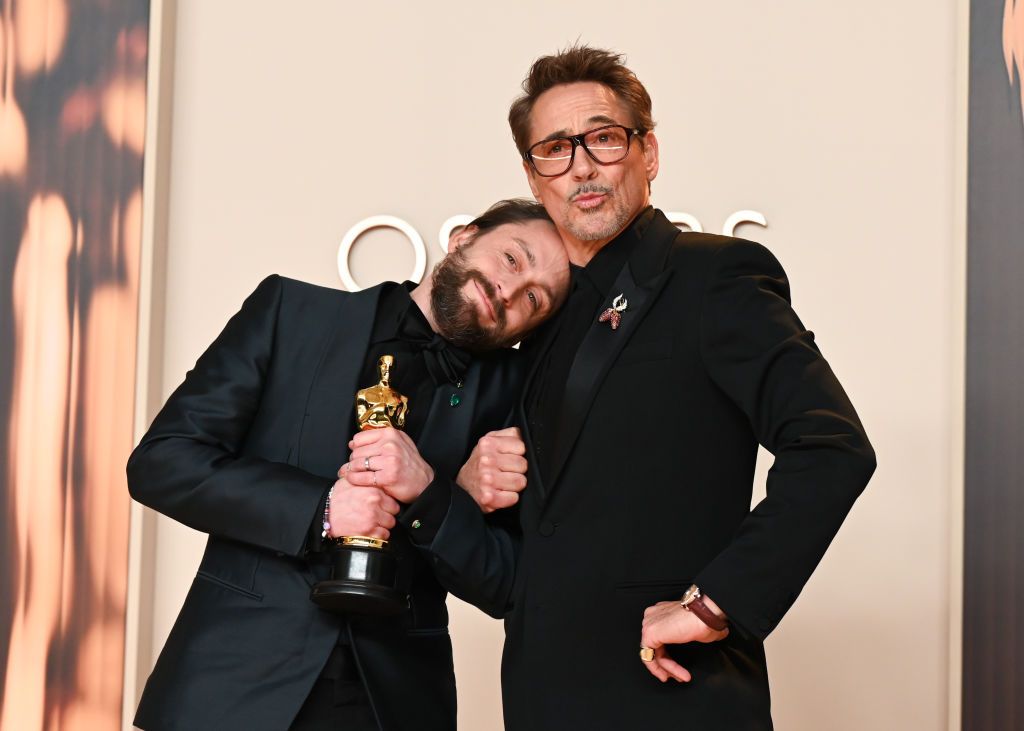 Kieran Culkin, Robert Downey Jr. at the 97th Oscars held at the Dolby Theatre on March 2, 2025 in Hollywood, California. (Photo by Gilbert Flores/Penske Media via Getty Images)