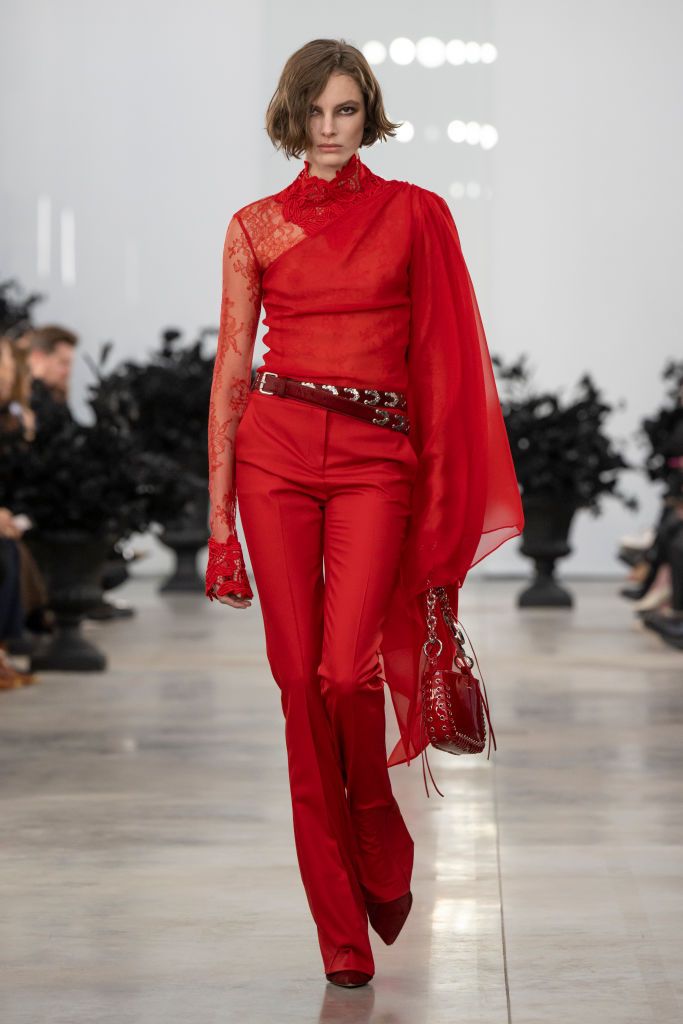 Model on the runway at the Blumarine Fall RTW 2025 fashion show as part of Milan Fashion Week on February 27, 2025 in Milan, Italy. (Photo by Giovanni Giannoni/WWD via Getty Images)